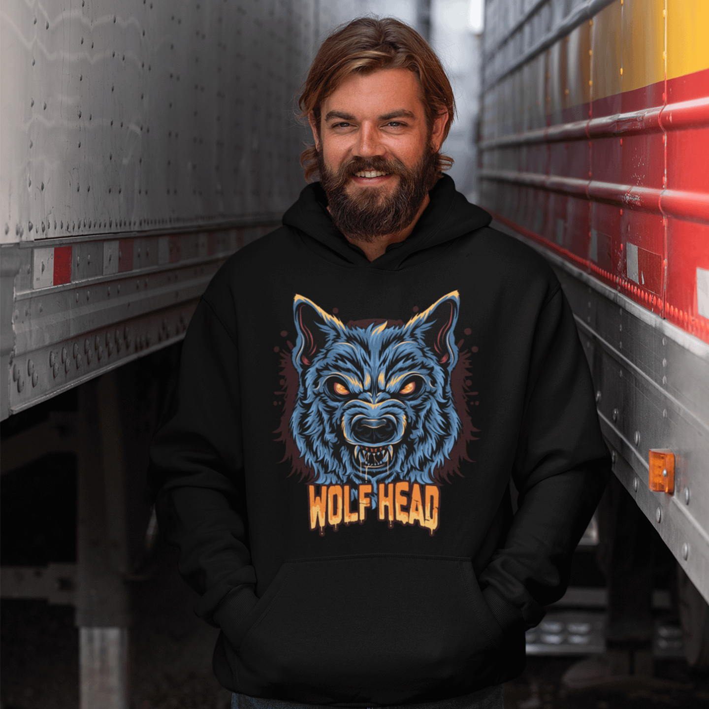 wolf head hoodie