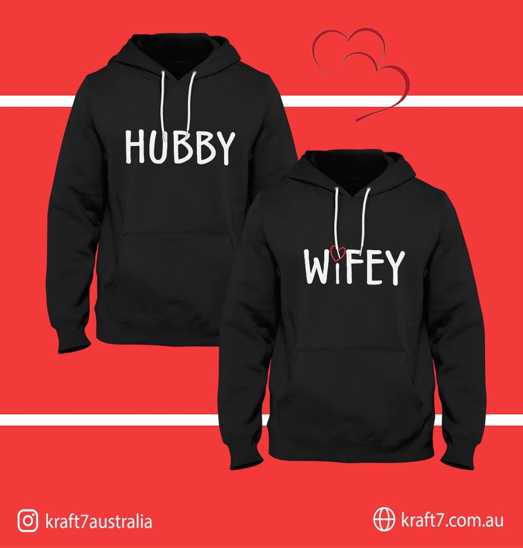 Hubby & Wifey Couple Hoodies - Kraft7 Australia